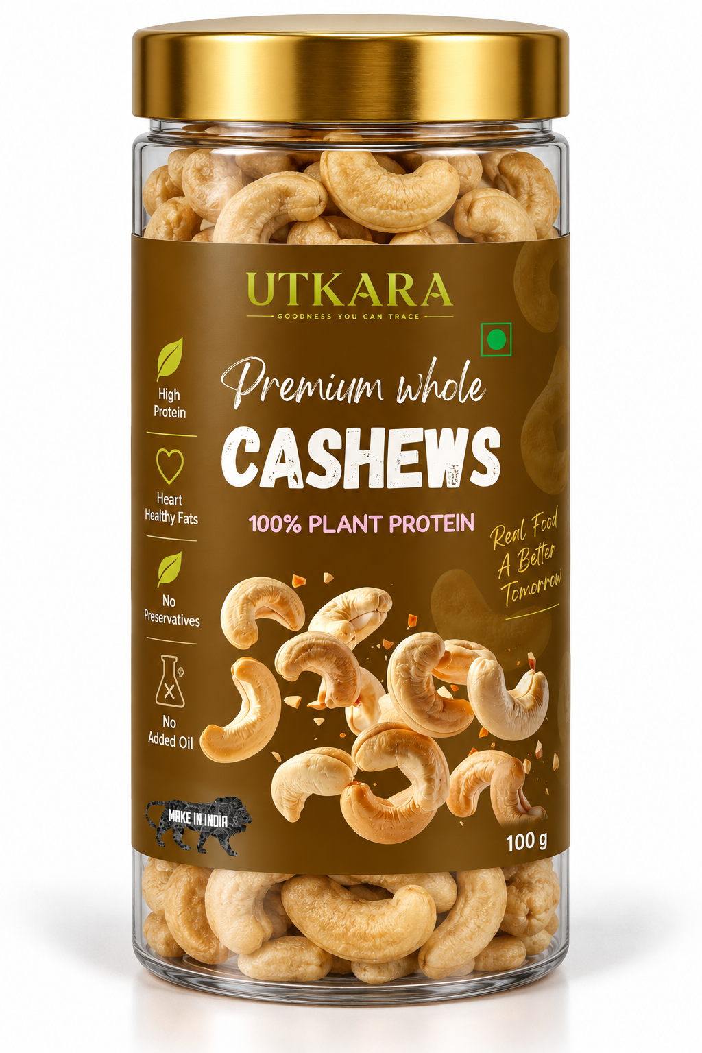 Premium Koraput Cashews — plain whole cashews 100g
