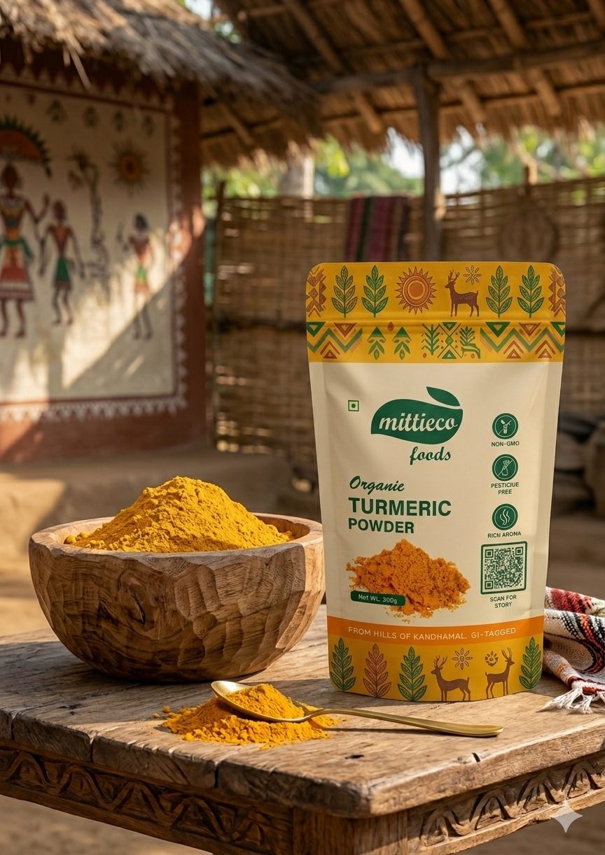 Organic Turmeric Powder 250g pouch from Kandhamal